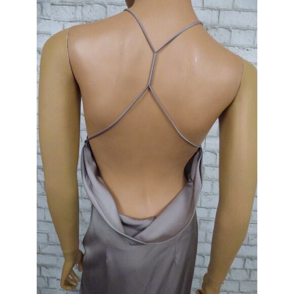 $248 Lovers + Friends Dark Grey Draped Back Sheyla Satin Gown Small NEW - Picture 14 of 16